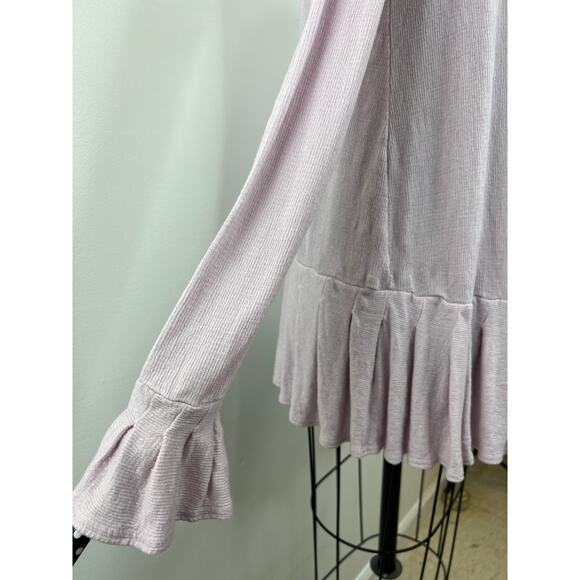 Free People Pink Long Sleeve Waffle Henley Knit Your Girl Tunic Dress S Small - Picture 4 of 10